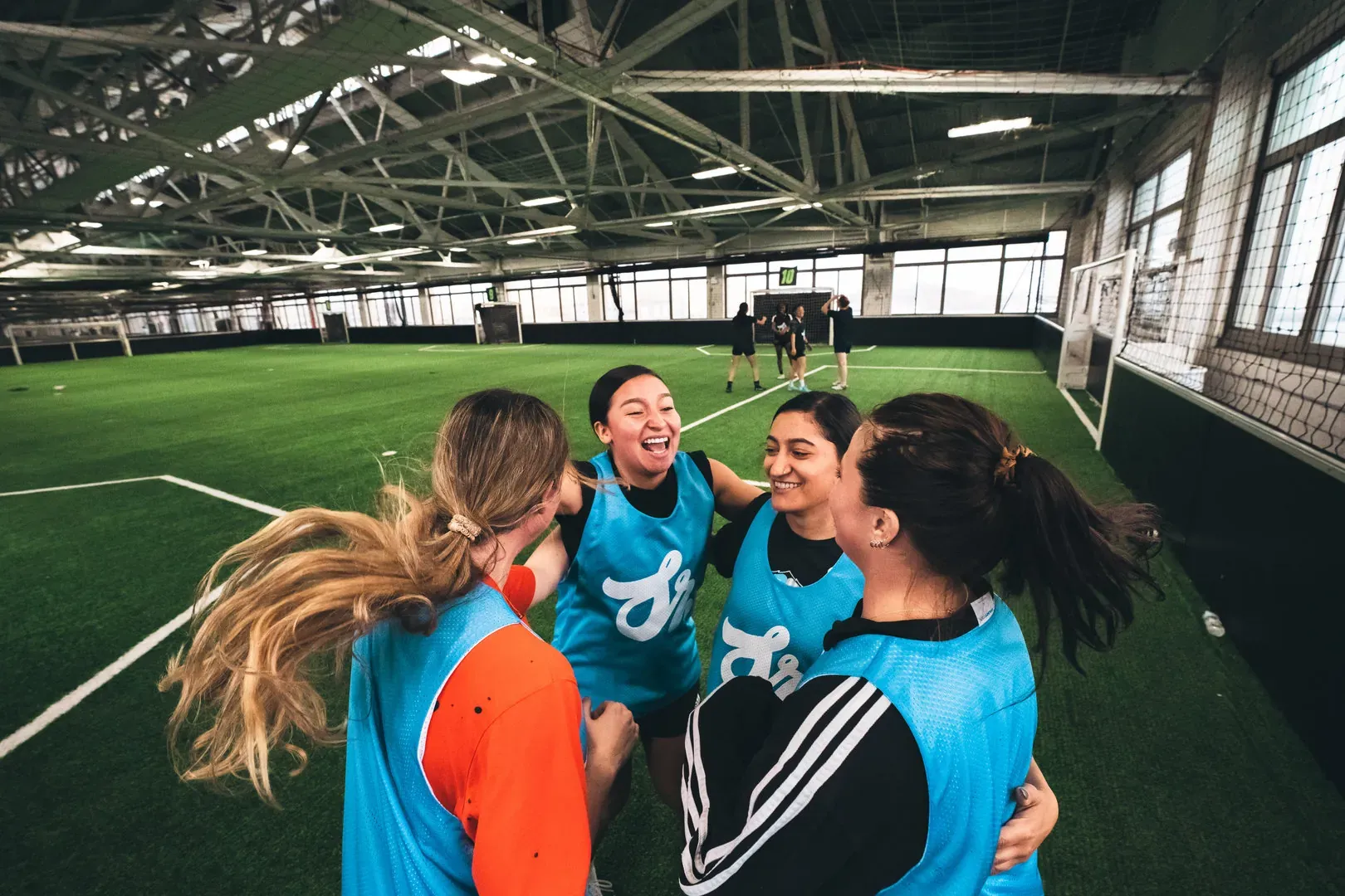 Players celebrate the end of the game